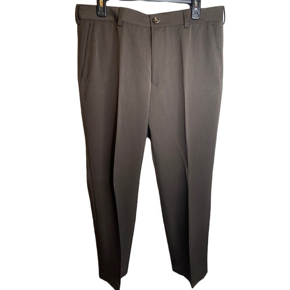 Izod Men's Dress Pants 34x30 Brown Straight Fit